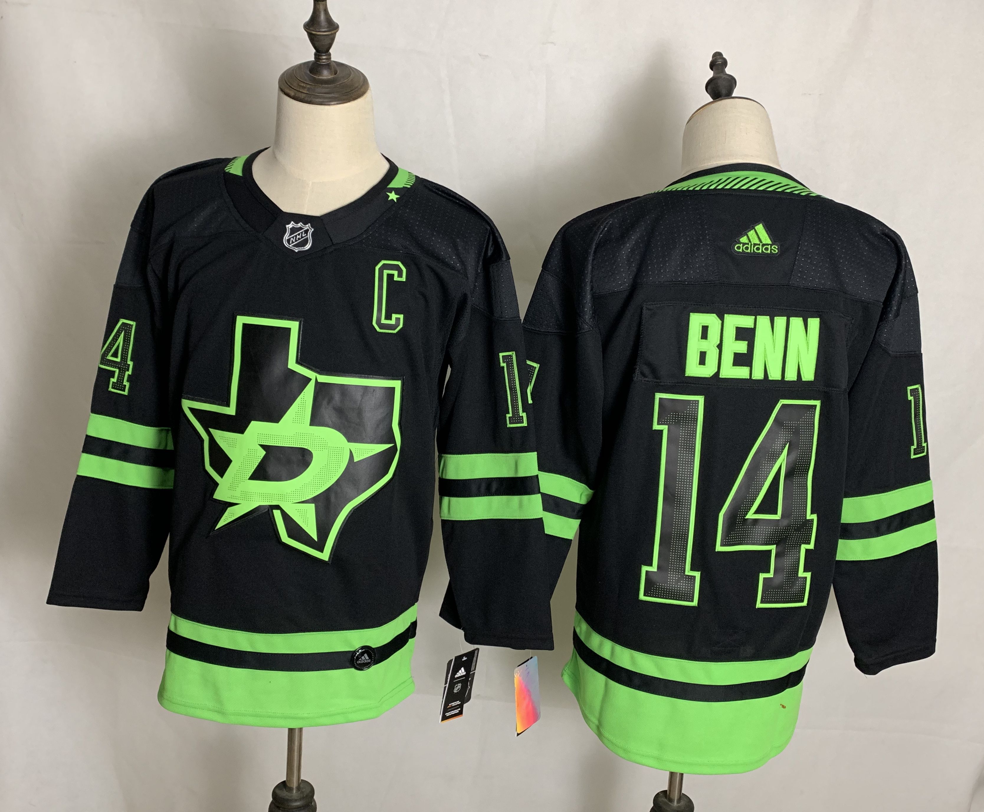 Men Dallas Stars #14 Benn Black Authentic Stitched 2020 Adidias NHL Jersey